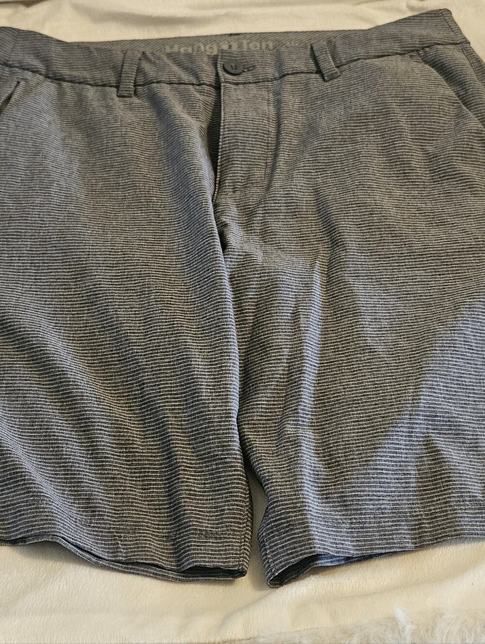 Hang Ten Men's Blue-Gray Microstrip Flat Front Shorts